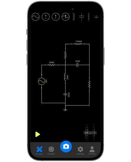 Designer — simulate any circuit type with interactive graphs